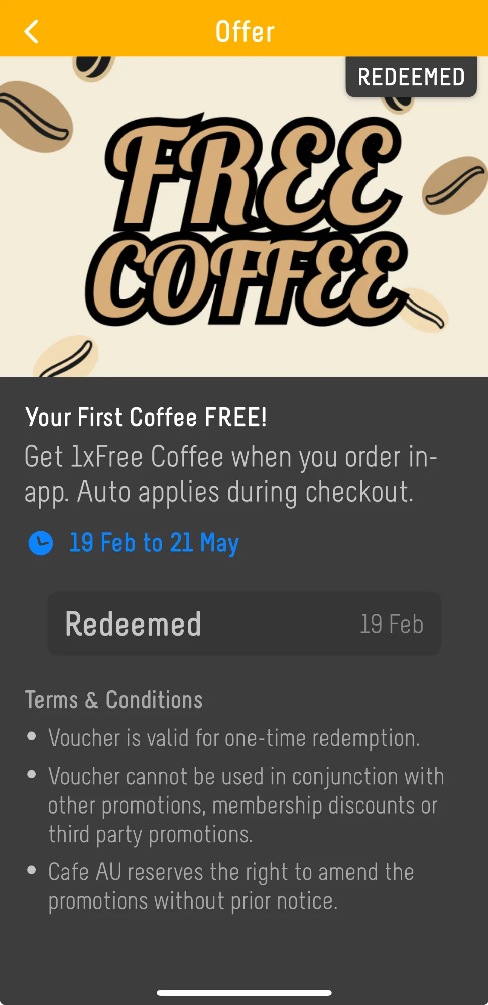 Free coffee voucher